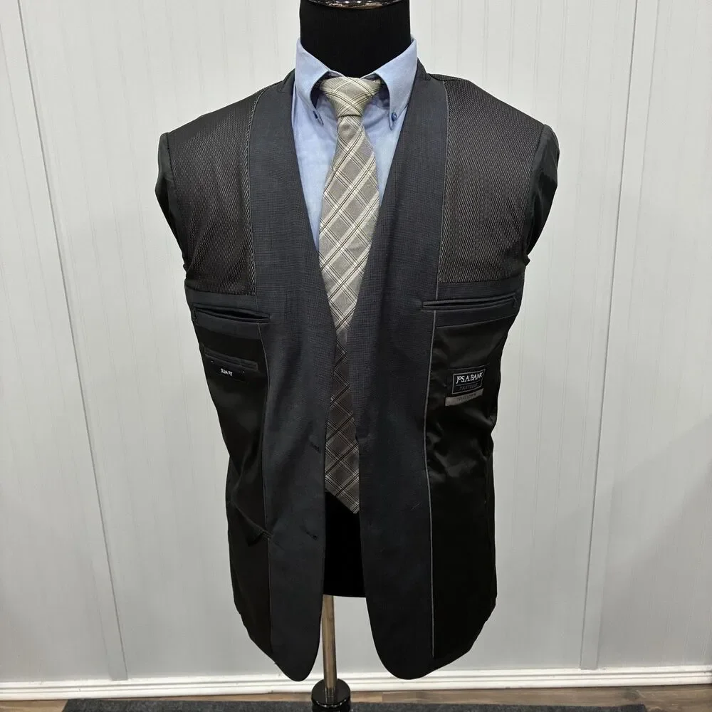 Jos. A. Bank Travel Tech 40L - W34 x L34 Dark Gray Slim Fit 2-Piece Suit